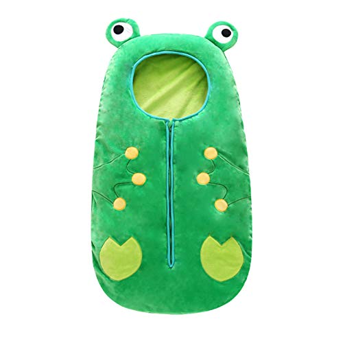 FREEDL Oto�o Invierno Saco De Dormir para Beb�s Reci�n Nacidos Sin Mangas, Manta para Envolver Al Beb� Unisexo Rana Divertida Evite Patear La Colcha 1-3 A�os 85-105cm Verde,85