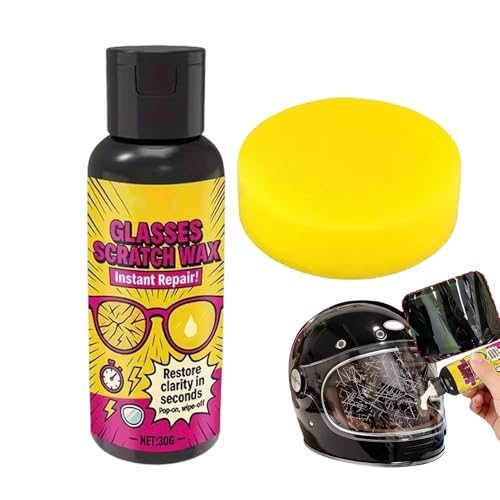 Dissolvant De Rayures Sur Verre - Liquide D'élimination Des Rayures Sur Verre De 30 Ml Avec Éponge | Kit De Polissage De Lentilles Pour Rétroviseur, Lunettes D'automobile, Pare-brise, Fenêtre, Écrans