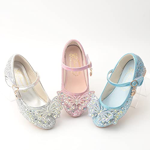 Gojerp Girls Dress Shoes Low Heels School Uniform Mary Jane Flower Wedding Party Bridesmaids Princess Dance Shoe For Kid Toddler (Blue, Us_Footwear_Size_System, Little_Kid, Numeric, Medium, Numeric_1) #TOP4