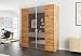 Produktbild Easy4You Praga Eiche Wotan Schiebetüren Kleiderschrank 200x210x65 cm mit Spiegel - Schlafzimmermöbel, Aufbewahrung  Mehrzweckschrank mit 4 Kleiderstangen