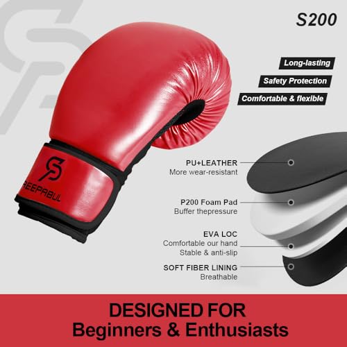 SAEEPABUL S200 Boxing Gloves for Men and Women Suitable for Boxing Kickboxing Mixed Martial Arts Maui Thai MMA Heavy Bag Fighting Training Red Blood, 14oz - Thumbnail 2