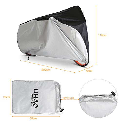 LIHAO Waterproof Bike Cover Outdoor Bicycle Cover Snow Rain Dust Sun Protector - Thumbnail 4