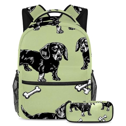 Sac à dos motif teckel noir idéal pour aller au collège ou en balade