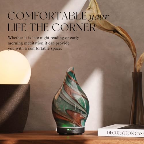 Porseme 150ml Essential Oil Diffuser Glass Color Changing Aroma Air Diffusers Aromatherapy Ultrasonic Cool Mist Humidifier 6 Running Hours Waterless Auto-Off for Sleeping Yoga Office Spa (Teal Green) by Porseme - Image 7