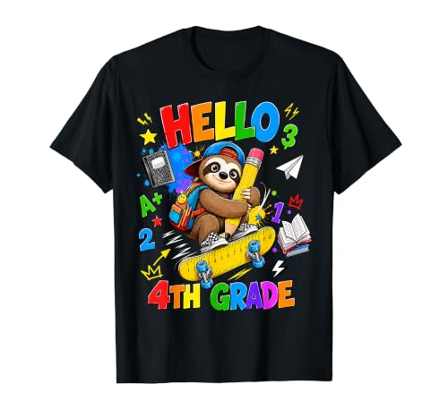 Kids Hello 4th Grade Sloth Skateboard Back To School T�V���c