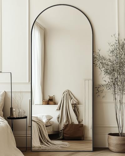 Suidia Arched Full Length Mirror, 68"x26" Floor Mirror Freestanding, Floor Standing Full Body Mirror with Stand for Bedroom, Hanging Mounted for Living Room Cloakroom, Black