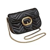 Bolsa Social Feminina Pequena Transversal com Alça de Corrente Matelassê Dourado Bolsa de Festa Bolsa de Mão Clutches (Preta, Prata, Branca, Dourada) (Preta)