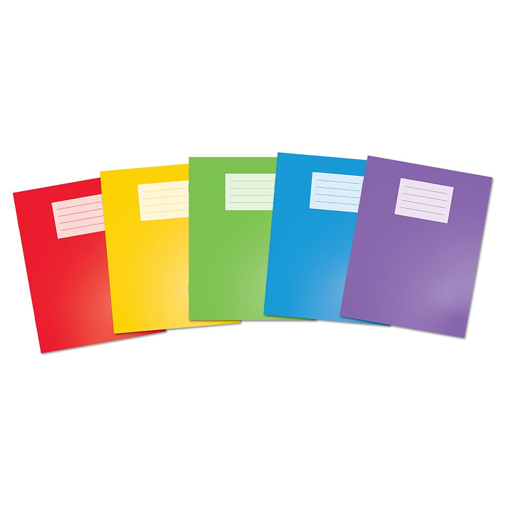 Oxford A5 Exercise Books, 80 Pages, Pack of 5, Assorted Colours, 8 mm Ruled and Margin, Premium (9 x 7")