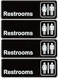 Kraken Sign Co. - Four Pack - Restrooms Sign with Adhesive and Graphic - 9