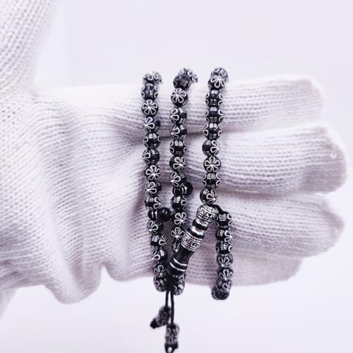 8mm Tasbih Prayer Beads Islamic Prayer Rosary Beads Muslim Islam Misbaha Tasbeeh Sibha 99 Prayer Beads Necklace Hand Bracelets (Black-1) - Thumbnail 7