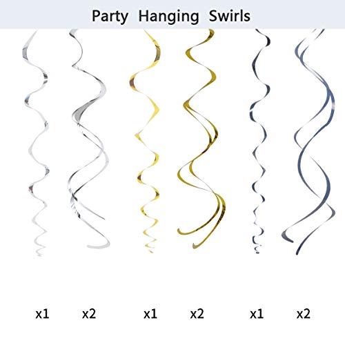 Litaus Birthday Decorations Set, Birthday Decoration For Women, Happy Birthday Banner, Tissue Paper Poms, Hanging Swirls, Paper Garland For Birthday Party Decorations（Black And Gold） #TOP3