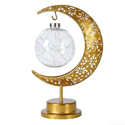 Ramadán Lámpara LED de luna para decoración de Ramadán metal luz decorativa para colgar Eid Mubarak