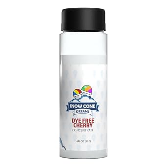 Dye Free Cherry Snow Cone and Shaved Ice Flavor Concentrate | 4oz Add Sugar Water To Make 1 Gallon of Syrup Dreams, 4 Fl Oz Pack of 1