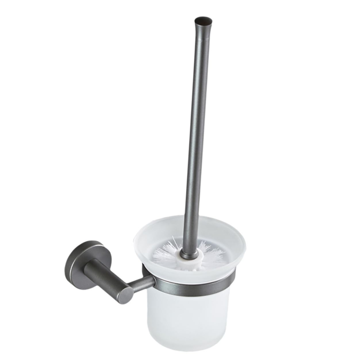 KOMBIUDA Cepillo de Inodoro y Mango de Cobre con Base de Vidrio de Pared Diseño Simple y Moderno para Limpieza Eficaz Baño del Hogar