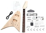 do-it-yourself electric guitar building kit, RR style Body: mahogany, neck: bolt-on mahogany, fingerboard: Blackwood Pickups: 2x humbucker, inlays: crown, die-cast tuners, color: natural Includes all necessary parts A certain amount of technical skil...