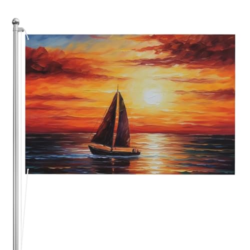 Drapeau de bateau à voile coucher de soleil 1,2 x 1,8 m bannière extérieure