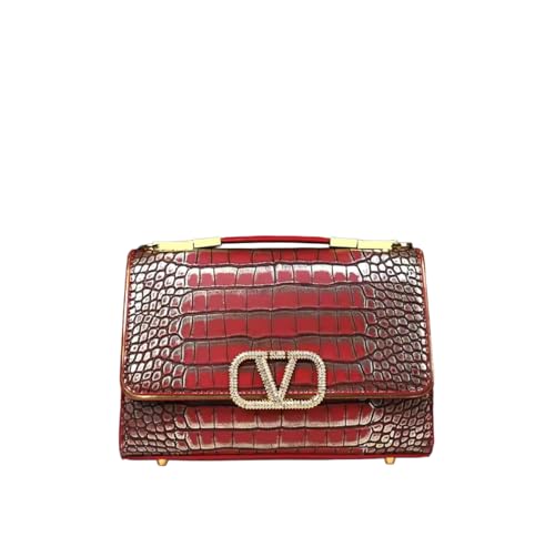 Luxury Crocodile Pattern Shoulder & Crossbody Bag – Elegant Retro Handbag with Crystal Buckle, Multiple Colors