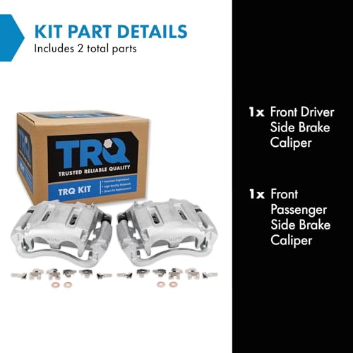 Image of TRQ Front Brake Caliper Set Zinc Coated Brackets Compatible with 2005-2012 Ford F 350 Super Duty 2011-2012 Ford F 450 Super Duty
