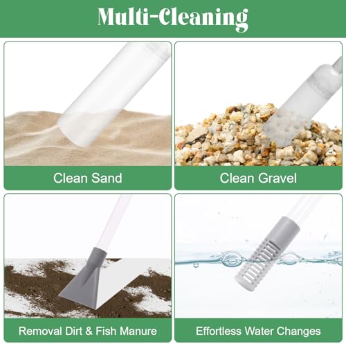 Image of Aquarium Vacuum Gravel Cleaner Kit, Aquarium Siphon Vacuum Cleaner for Gravel and Sand Fish Tank Cleaning Kit with Dual Tubes and Fish Net for Water Changer