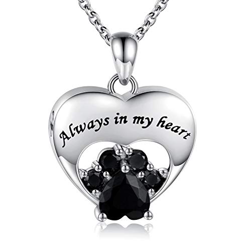 925 Sterling Silver Cremation Jewelry for Pet Ash - Memorial Ash Pendant Urn Necklace for Dog Cat Women Remembrance Keepsake Gift for Loss of Loved Furry Friend (Paw print with CZ urn necklace)