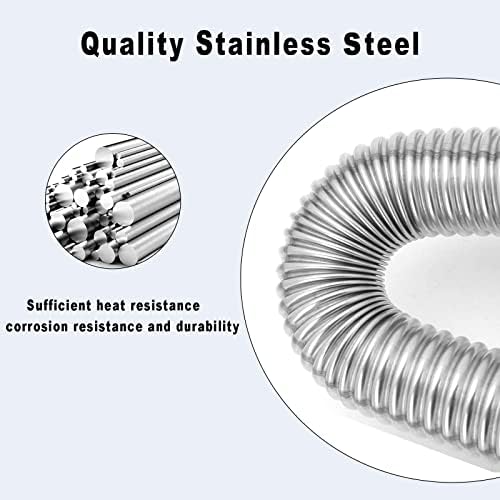 Auptiz Car Air Parking Heater Car Exhaust Hose 115 CM Stainless Steelfor power generator, car heater2 Clamps)