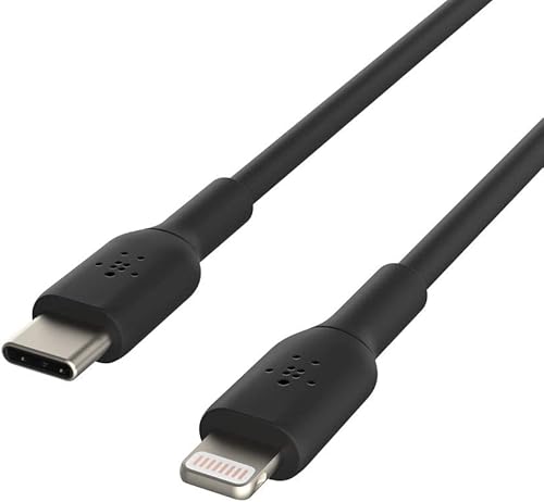 Vista 18 de Belkin BoostCharge - Cable USB C a Lightning trenzado de nailon de 3.3 pies, con certificación MFi de 18 W, cable de carga para iPhone, cargador USB