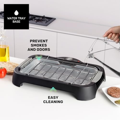 Image of Taurus - Maxim's 2400W Electric Barbecue | Surface 41x24cm | Adjustable Thermostat | Anti-Smoke Water Tray | Indoor and Outdoor Use | Uniform Heat Distribution