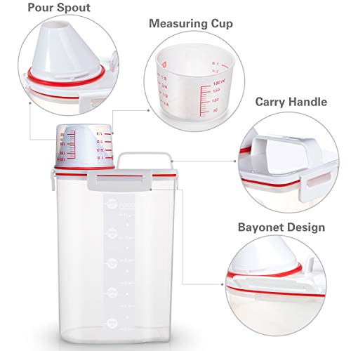 Tbmax Rice Storage Container 5 Lbs, Small Airtight Dry Food Container For Flour Cereal Pasta Kitchen Pantry Organization -Red #TOP5
