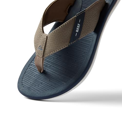 Reef Boys' Santa Ana Flip Flop, Super Soft and Supportive Footbed, High Grip Outsole, Water Friendly, Navy/Khaki, 2 by REEF - Used condition - Image 2