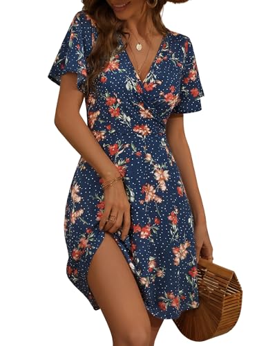 FENSACE Polka Dot Dress for Women Summer Flowy Knee Length