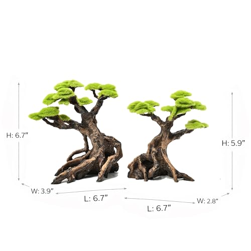 KINGRUI Fish Tank Decor Aquarium Bonsai Tree Resin Ornament with Faux Moss Aquascaping Decoration Artificial Landscape Centerpiece Safe & Fade-Resistant for Betta Shrimp Goldfish by KINGRUI - Image 3