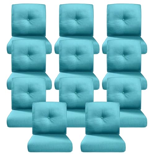 Image of Luxury 4 inch Thick Outdoor Cushion Set of 11 - 22x24 Patio Furniture Cushions with 28D High-Density Foam, Water-Resistant & Fade-Resistant Fabric, Removable Covers for Patio Furniture Sofa -Turquoise