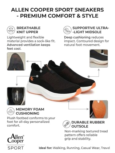 Image of Allen Cooper Super Soft Comfort Walk Easy Slip On Walking Shoes for Men