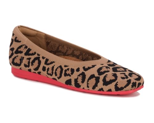 Ros Hommerson Niki Flat, Leopard Print Knit Wide (D) 8