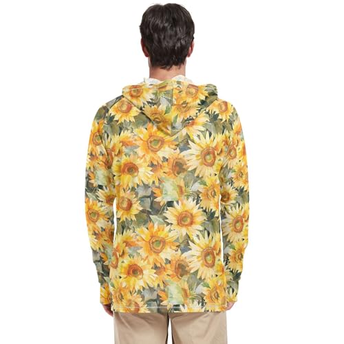Beauty Sunflower Neutral Sun Shirts Hoodies for Men Long Sleeve Sailing Rash Guard Swim Shirt UPF 50+ S3