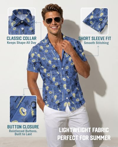 Image of 99TIMORO Fathers Movie Hawaiian Shirt for Men, Characters Button Down Short Sleeve Top, Summer Beach Gifts
