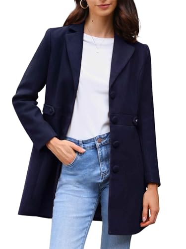 Manteaux d'hiver pour femmes coupe coupe-vent revers cranté boutons robustes
