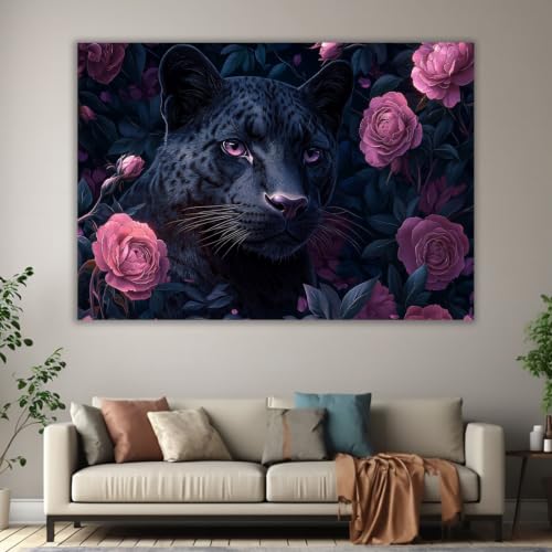 Cuadro de pantera oscura 40x60cm que transforma tu inodoro en un oasis 3