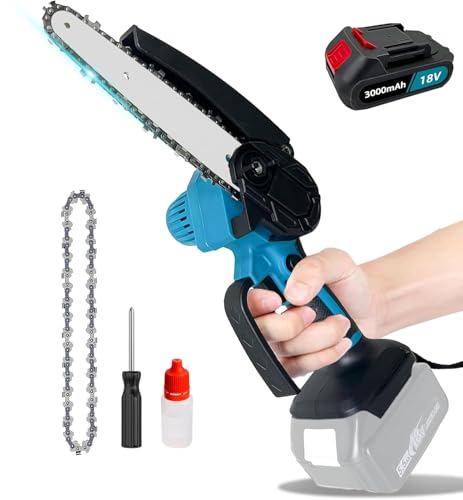 Mini Chainsaw Cordless 6 Inch with 3.0Ah Battery, Small Handheld Chainsaw Battery Powered, Mini Electric Chain Saw Portable with Guide for Tree Branches Trimming Wood Cutting