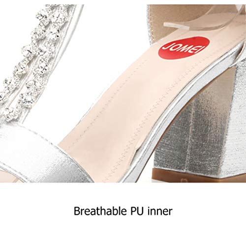 Holibanna 1 par de sandálias de salto grosso fashion de cristal redondo sandália de salto alto sapat