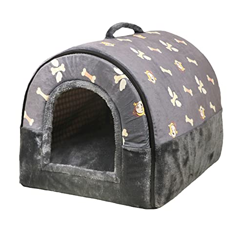 猫ベッド 犬ベッド 猫ハウス 冬用ドーム型ペットクッション ペットソファー かわいい 柔らかい 洗える 滑り止め 小型犬に適する ペットハウス 室内用 クッション付き (L/60*47*45cm,E)
