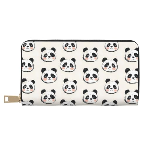 Cute Cartoon Panda 1 Print Wallet Women, Leather Bifold Multi Card Wallet, Long Purse Women's Wallets