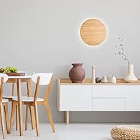 Wandleuchte Holz rund Ø 30 cm flach indirektes Licht dekorativ 4x G9 Flur Wohnzimmer Wandlampe – Ansicht 9