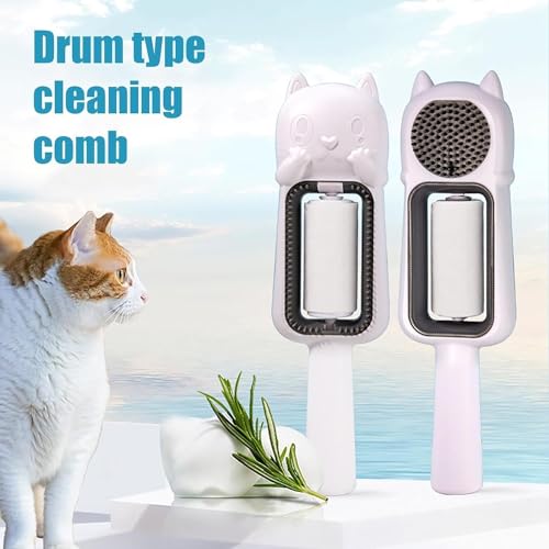 Image of Cat Sticky Brush Dog Hair Clean Tool | Pet Rolling Hair Cleaner Comb | Reusable Efficient Pet Hair Wiper Tool | Cat Grooming Accessory | Hair Removal Brush for Cat, Dog, Pet (1 Pc)