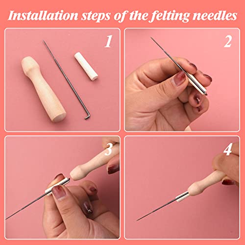 BAGERLA 60PCS Needle Felting Needles with Wooden Handles, Needles Felting Tools Kit with 2 Felt Needle Handles Felting Needles Fingercots, 4-Sizes Felting Needles Suitable for Various Felting Projects - Thumbnail 4
