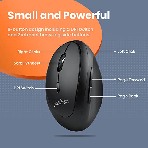 Perixx Perimice-719L, Left Handed Wireless Vertical Mouse, Portable Size for Laptops Computer, 3 Level DPI by Perixx - Image 5