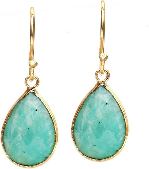 Gempires Teardrop Crystal Earring, Pear Shape Dangle Drop Earrings, Natural Gemstone Earring, Minimal, Everyday Wear, Hypoallergenic 14k Gold Plated, Gift for Mom Wife friend - Image 2