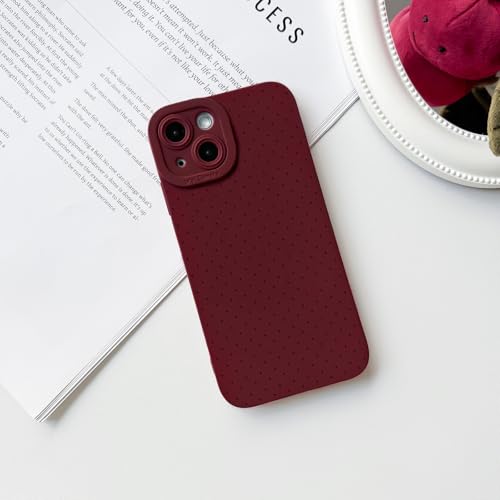 NITITOP Compatible with iPhone 13 Case Cute Aesthetic Little Polka Dots Pattern Design for Women Men Girls Soft TPU Shockproof Stylish Full Camera Protective Phone Cover - Wine Red by NITITOP - Image 4