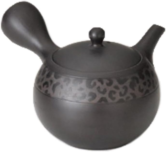 Yamakiikai Y874 Pottery Holy Black Small Round Leopard Teapot