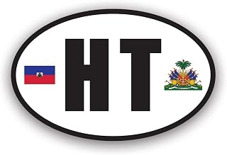 Haiti Oval Sticker Decal - Self Adhesive Vinyl - Weatherproof - Made in USA - Haitian Flag Country Code Euro ht v6 10" Wide